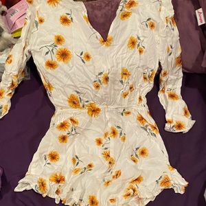 Forever 21 sunflower romper size small